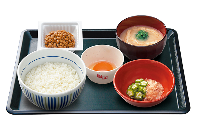 image of Breakfast Set with Raw Egg and Natto
