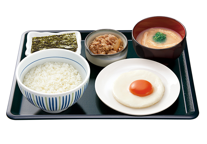 image of Breakfast Set with Sunny-Side-Up Egg and Small Beef Plate