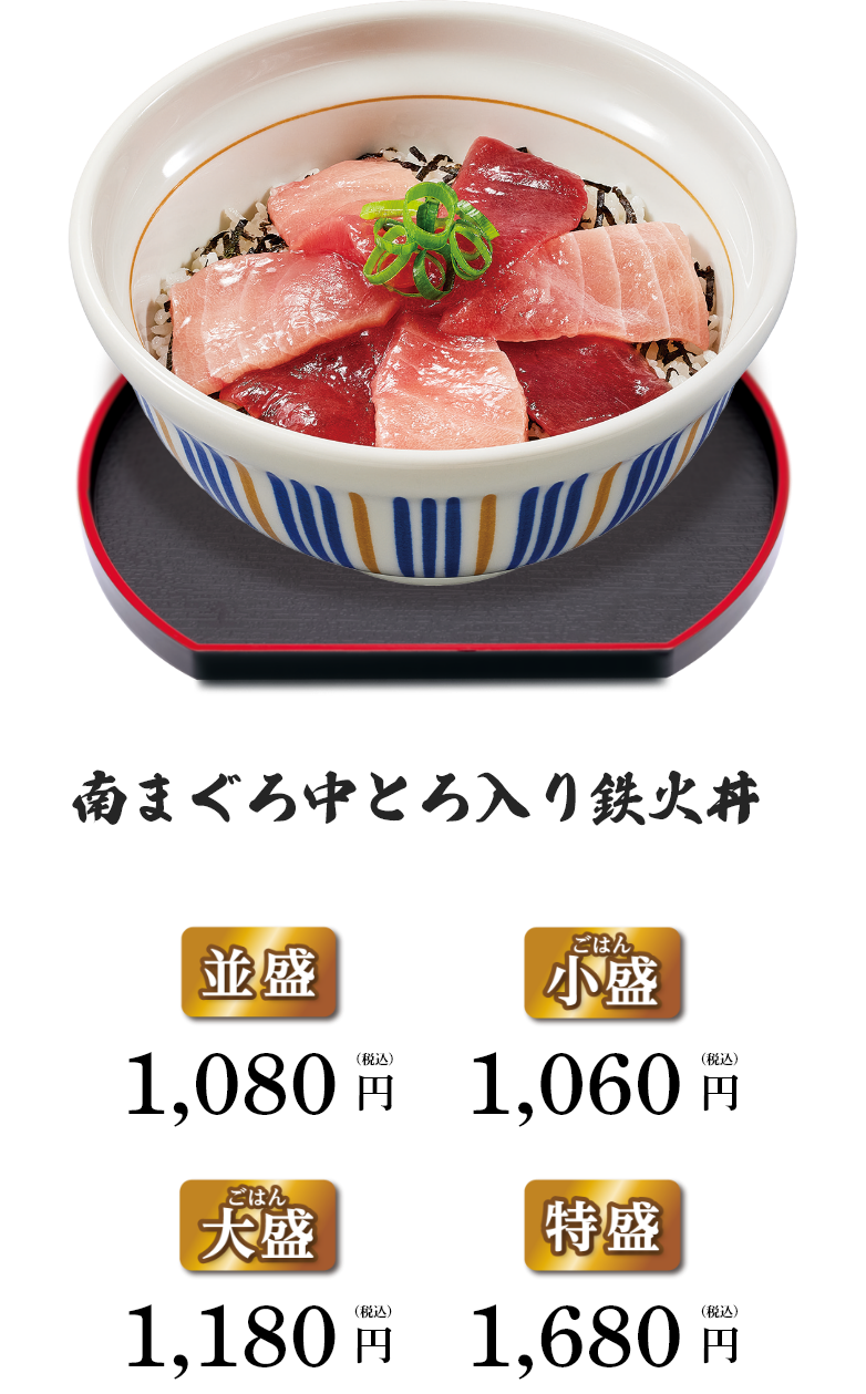 南まぐろ中とろ入り鉄火丼
