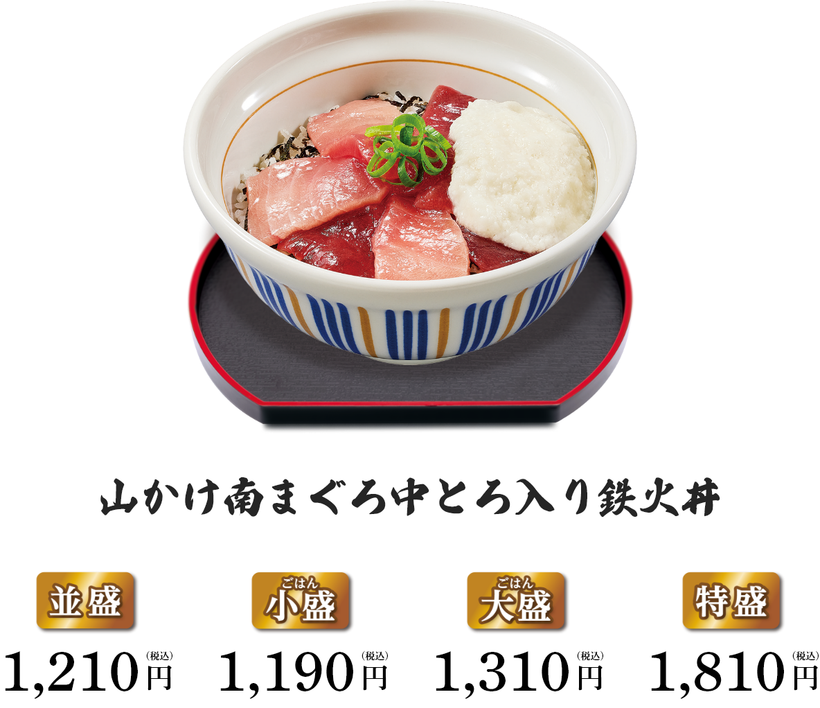 山かけ南まぐろ中とろ入り鉄火丼