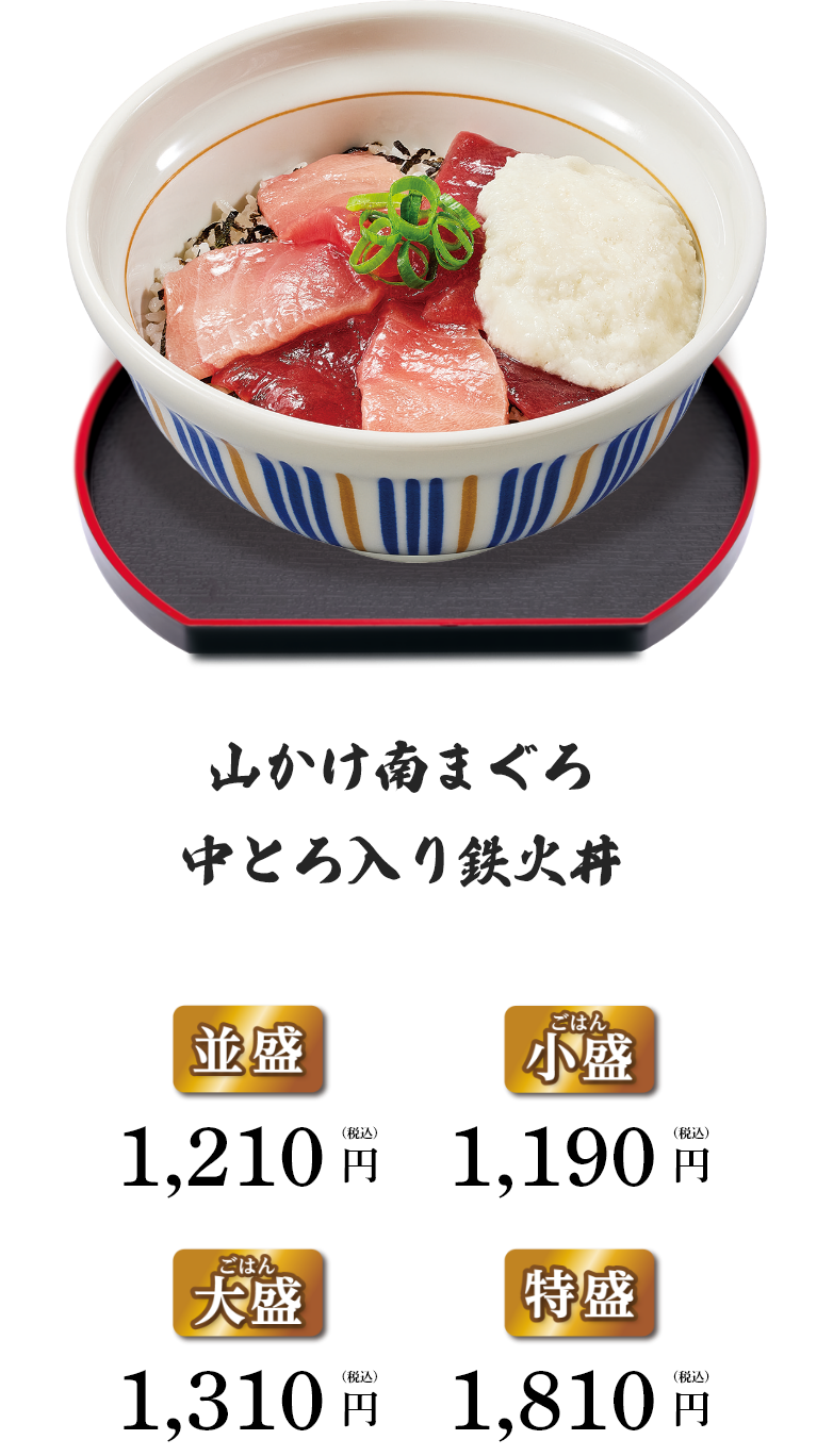 山かけ南まぐろ中とろ入り鉄火丼