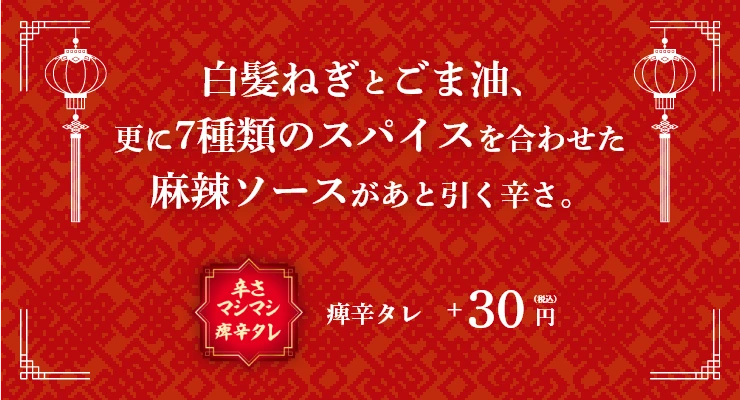 白髪ねぎとごま油、更に7種類のスパイスを合わせた麻辣ソースがあと引く辛さ。
