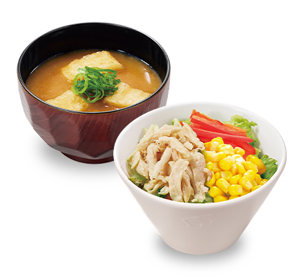 とろたま親子丼(並盛)+鶏唐(1個)+京風つけもの+鶏だんごスープ